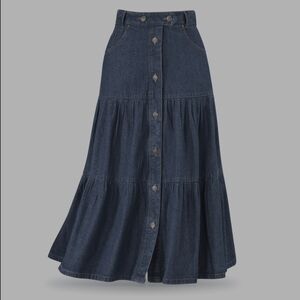 Pyramid Collection Tiered Denim Maxi Skirt